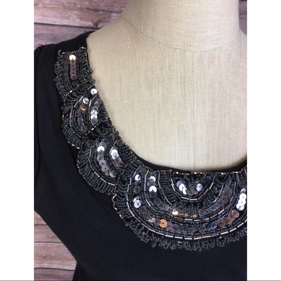 Urban Outfitters Black Beaded Top Blouse Small - Picture 2 of 8
